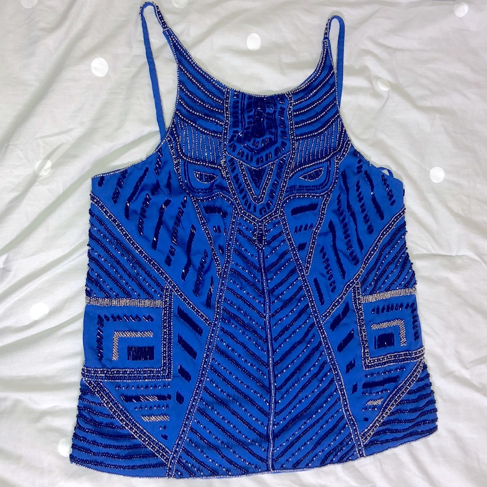 COPY - Beaded Royal Blue Top Size L